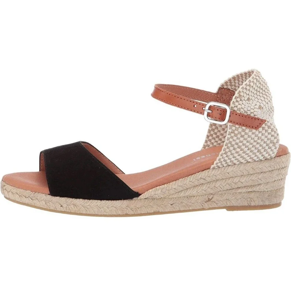 Eric Michael Trieste Espadrille Wedge Sandals, Women's 40 | US 9.5-10 Black Tan